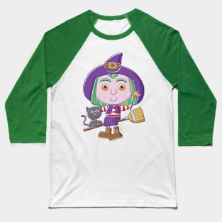 Cute Witch Cartoon Baseball T-Shirt